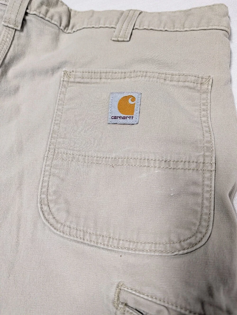 Carhartt Men's Relaxed Fit Khaki Cargo Shorts Size 38 Beige Work Utility